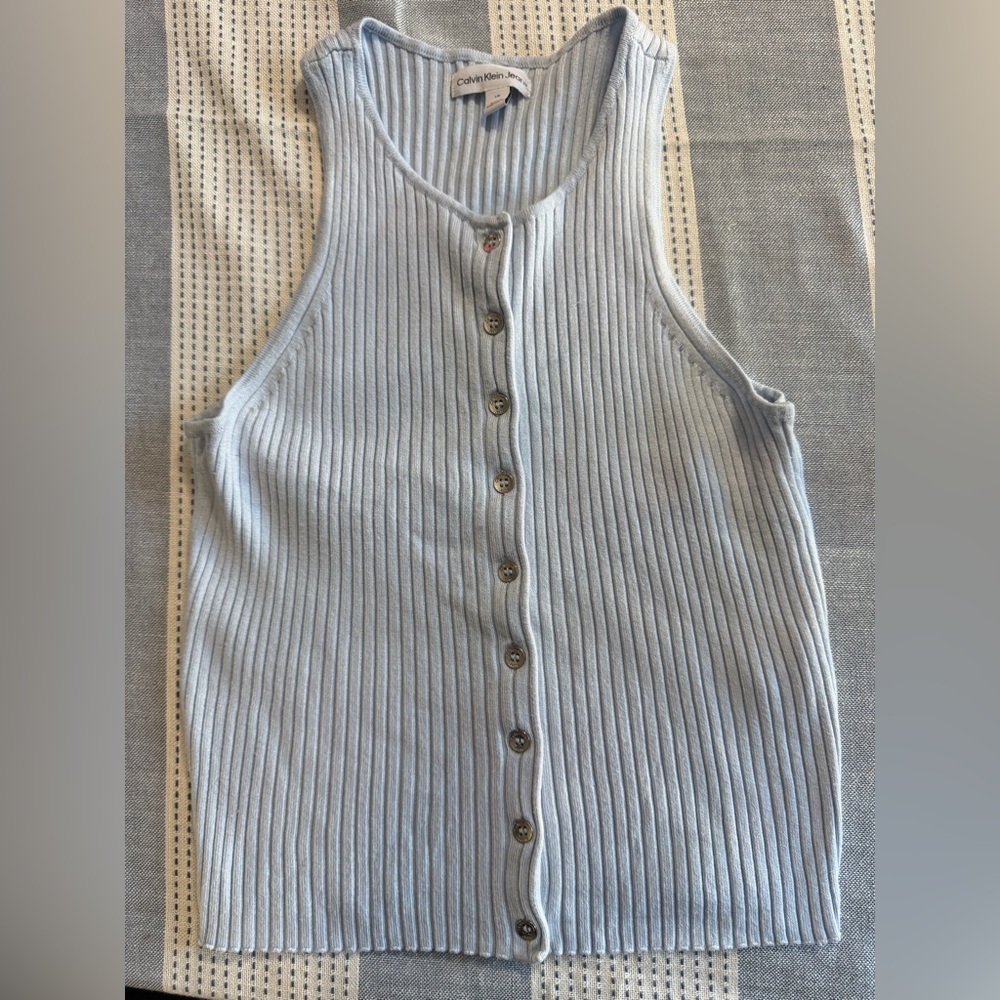 Calvin Klein Jeans Sky Blue Ribbed Tank